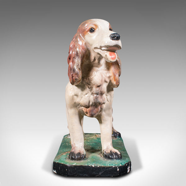 Large Antique Cocker Spaniel Figure, English, Plaster, Dog Statue, Edwardian