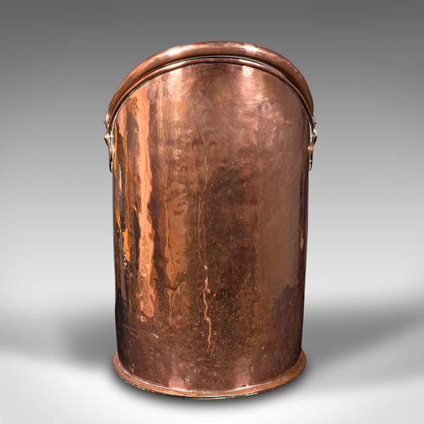Large Antique Country House Coal Bin, English Copper, Fireside Keeper, Victorian