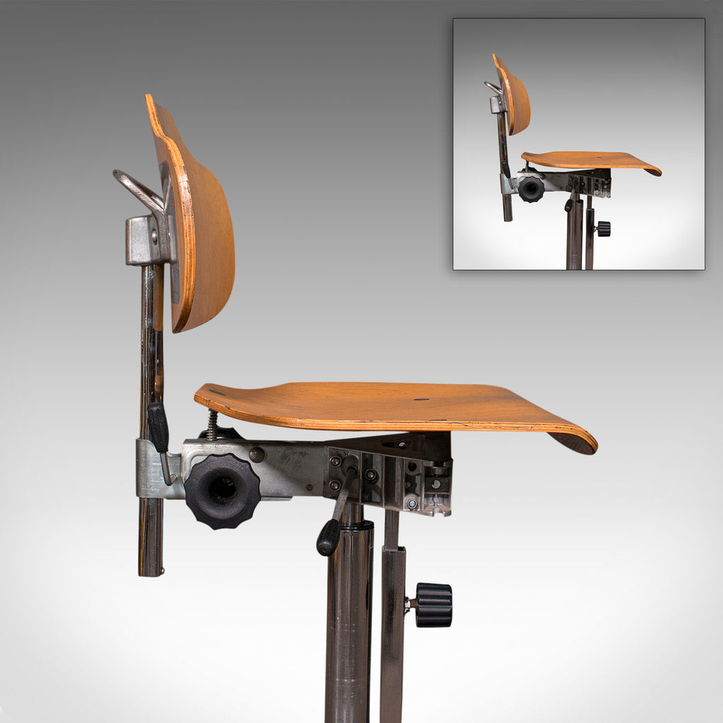 Pair Of Vintage Laboratory Chairs, German, Beech, Adjustable Bar Stool ...