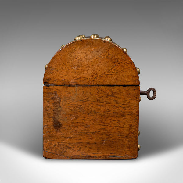 Antique Dome Top Calling Card Box, English, Walnut, Brass, Desk Tidy, Victorian
