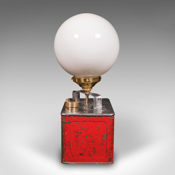 Vintage Converted Petrol Can Lamp, Automobilia, Decorative, Accent Light, C.1950