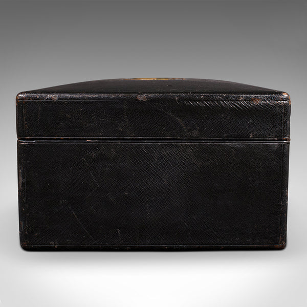 Antique Correspondence Box, English, Leather, Writing Case, Victorian, C.1890