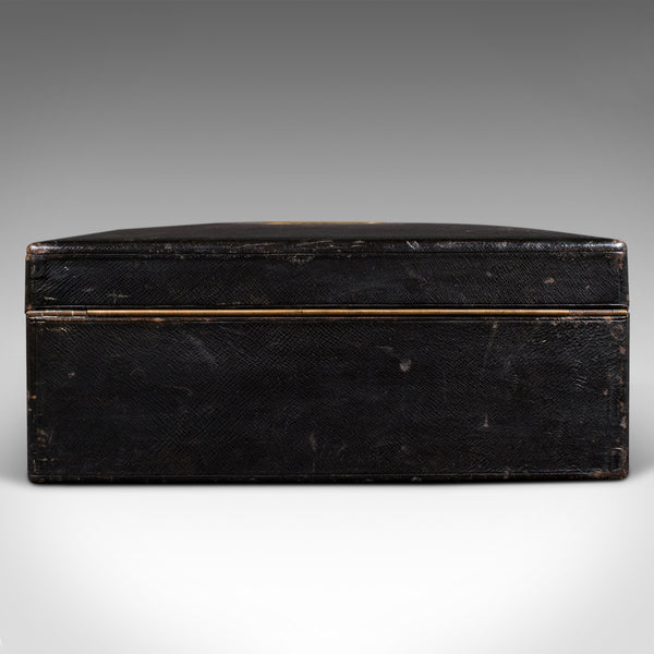 Antique Correspondence Box, English, Leather, Writing Case, Victorian, C.1890