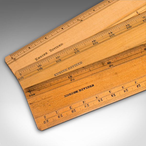 Set of Vintage Draughtsman's Rules, English, Engineer's Instruments, Circa 1930