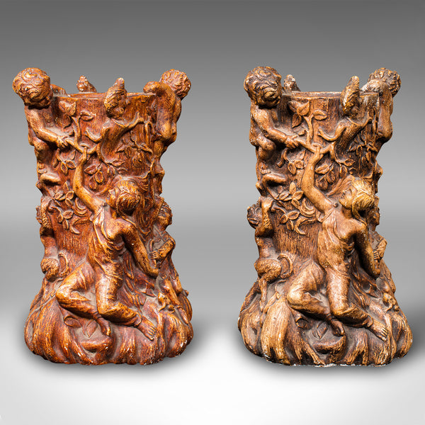 Pair Of Vintage Centrepiece Candle Holders, French, Plaster, Decor, Candlestick