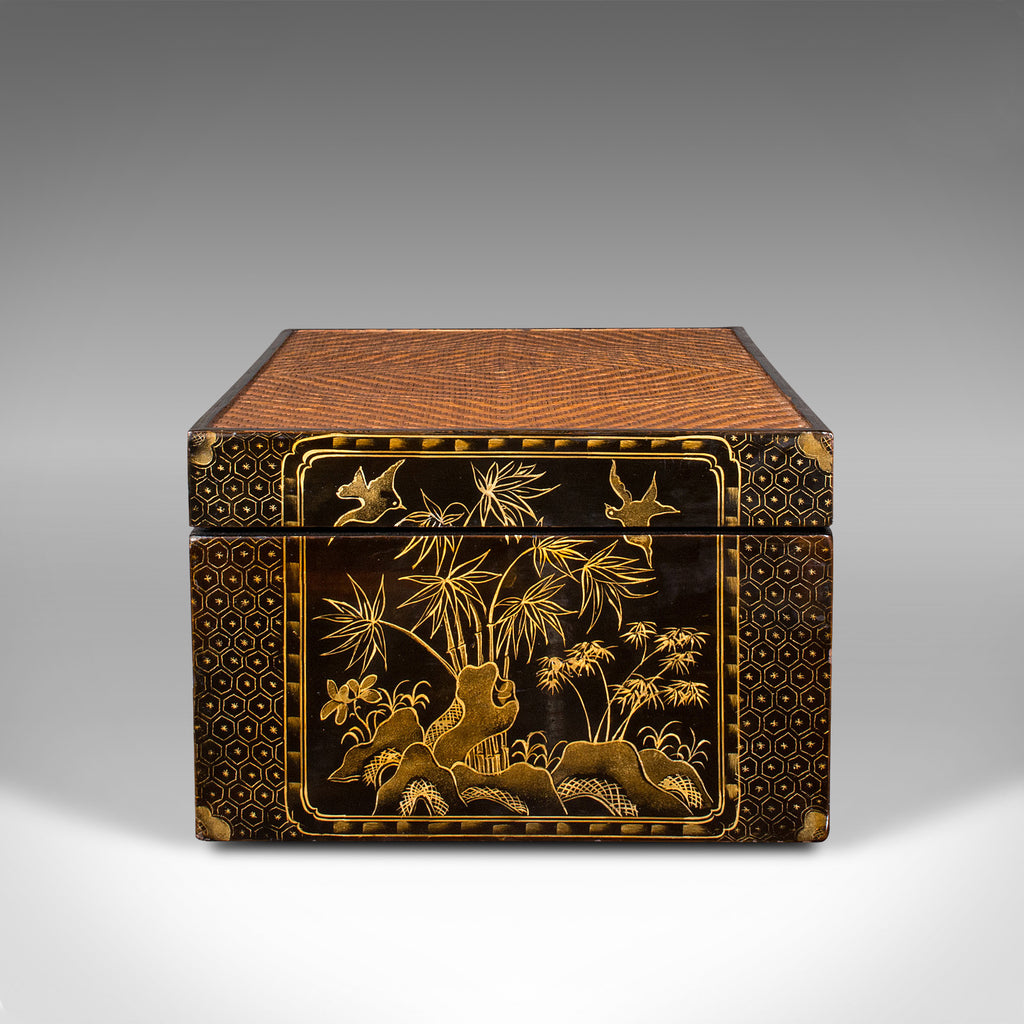 Pair Of Vintage Decorative Trunks, Japanese, Lacquered, Bamboo, Art