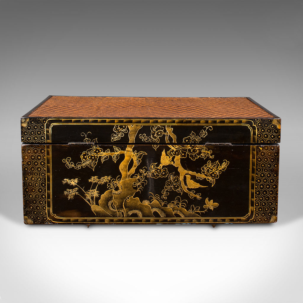 Pair Of Vintage Decorative Trunks, Japanese, Lacquered, Bamboo, Art