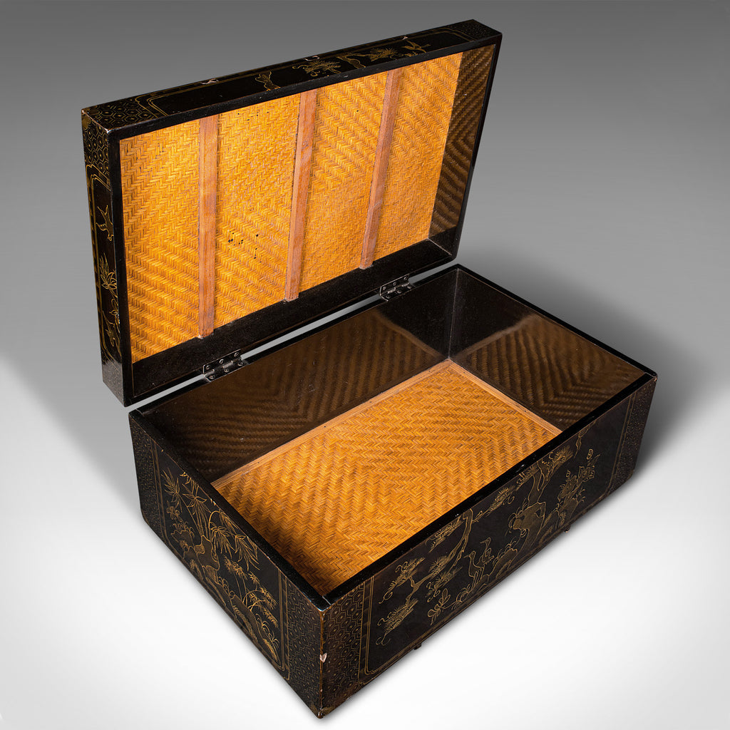 Pair Of Vintage Decorative Trunks, Japanese, Lacquered, Bamboo, Art