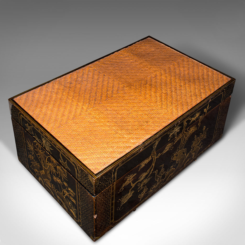 Pair Of Vintage Decorative Trunks, Japanese, Lacquered, Bamboo, Art