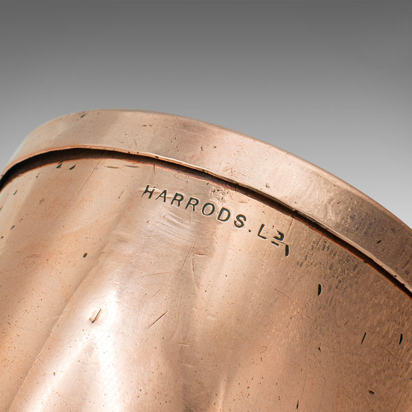 Pair Of Antique Ice Cream Moulds, English Copper Lidded Pots, Harrods, Victorian