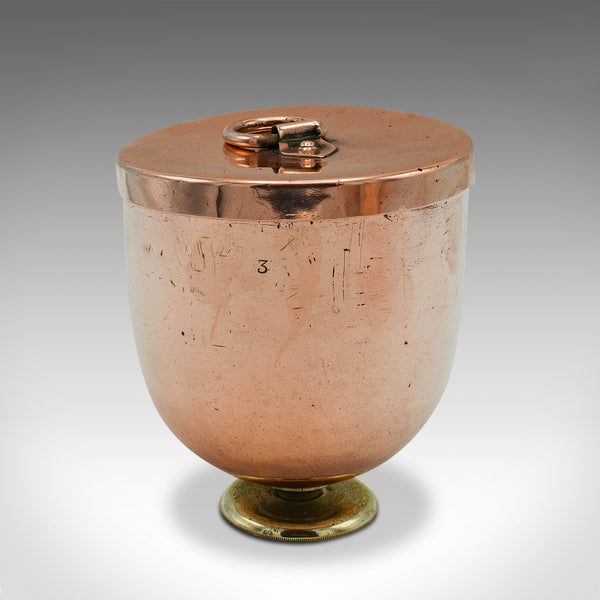 Pair Of Antique Ice Cream Moulds, English Copper Lidded Pots, Harrods, Victorian