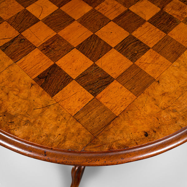 Small Antique Chess Table, English, Burr Walnut, Games, Victorian, Circa 1880