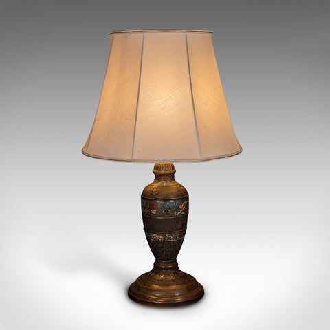 Antique Cloisonne Lamp, Japanese, Bronze, Table Light, Victorian, Meiji, C.1850