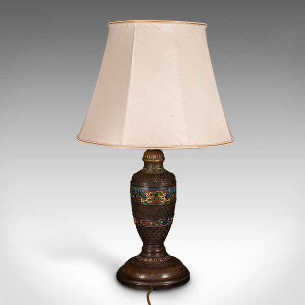 Antique Cloisonne Lamp, Japanese, Bronze, Table Light, Victorian, Meiji, C.1850