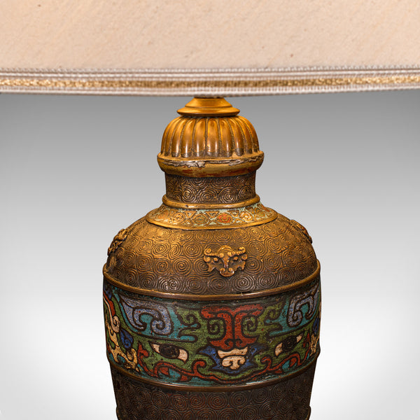 Antique Cloisonne Lamp, Japanese, Bronze, Table Light, Victorian, Meiji, C.1850