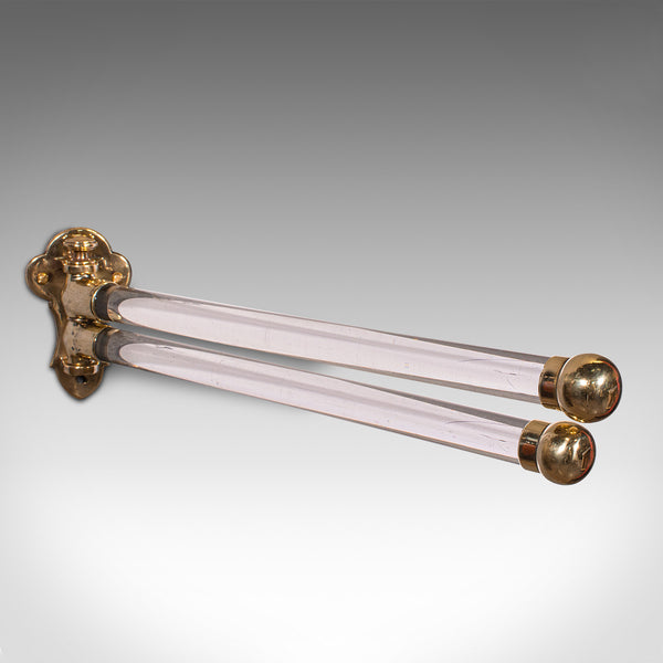 Antique Mounted Towel Rail, English, Brass, Glass, Scarf Rack, Victorian, C.1850