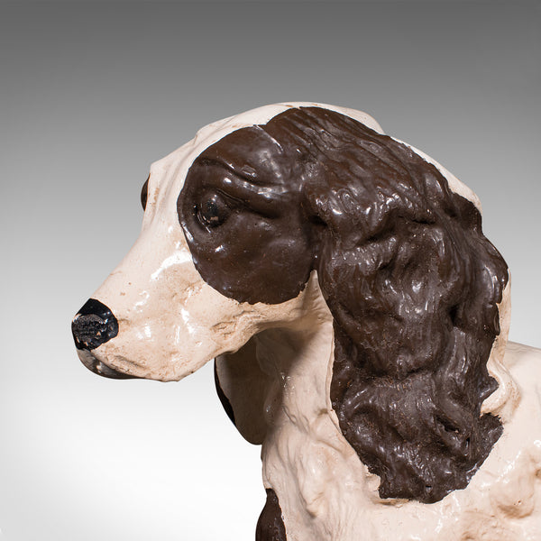 Antique Cocker Spaniel Statue, English, Plasterwork, Dog Figure, Victorian, 1900