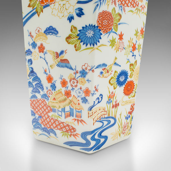 Vintage Art Deco Revival Vase, Chinese, Ceramic, Flower Pot, Late 20th Century
