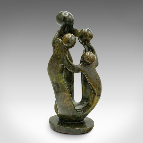 Vintage Abstract Family Statue, Tribal, Hardstone, Decorative Ornament, C.1960
