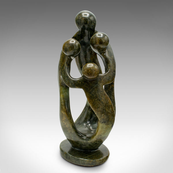 Vintage Abstract Family Statue, Tribal, Hardstone, Decorative Ornament, C.1960