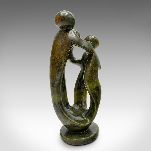 Vintage Abstract Family Statue, Tribal, Hardstone, Decorative Ornament, C.1960