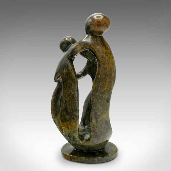 Vintage Abstract Family Statue, Tribal, Hardstone, Decorative Ornament, C.1960