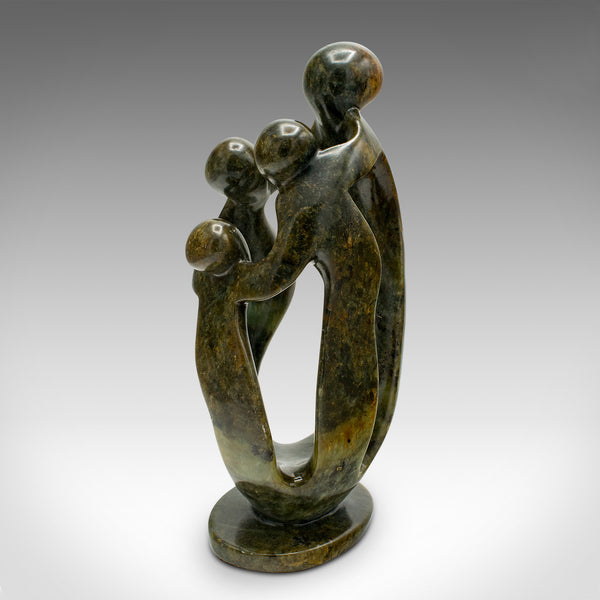 Vintage Abstract Family Statue, Tribal, Hardstone, Decorative Ornament, C.1960