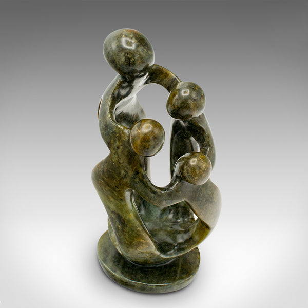 Vintage Abstract Family Statue, Tribal, Hardstone, Decorative Ornament, C.1960
