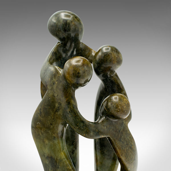 Vintage Abstract Family Statue, Tribal, Hardstone, Decorative Ornament, C.1960