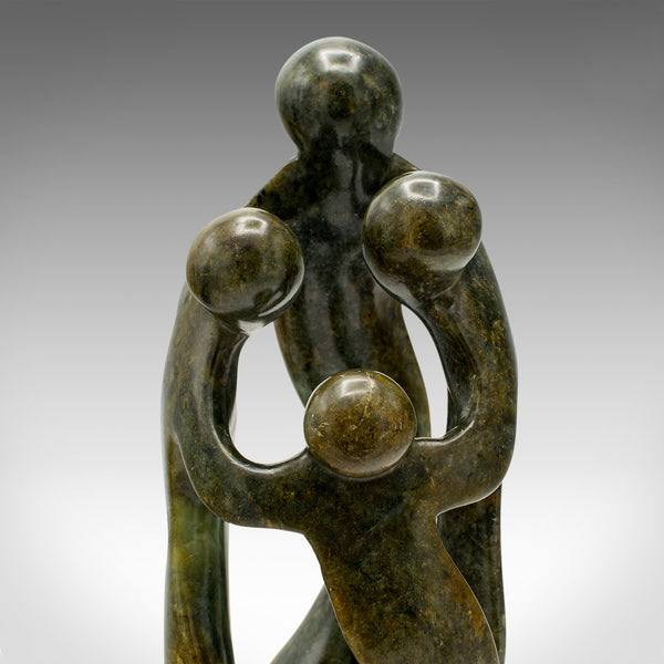 Vintage Abstract Family Statue, Tribal, Hardstone, Decorative Ornament, C.1960