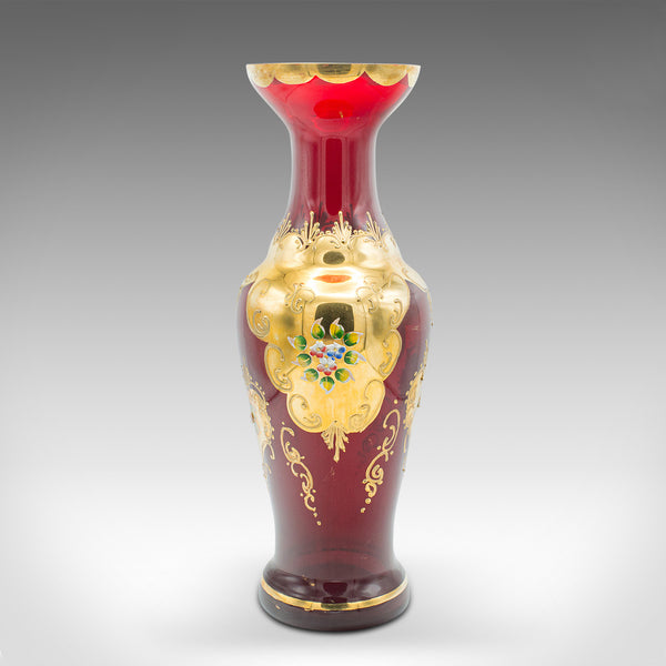 Vintage Venetian Show Vase, Italian Art Glass, Gilt, Decorative Flower Urn, 1970