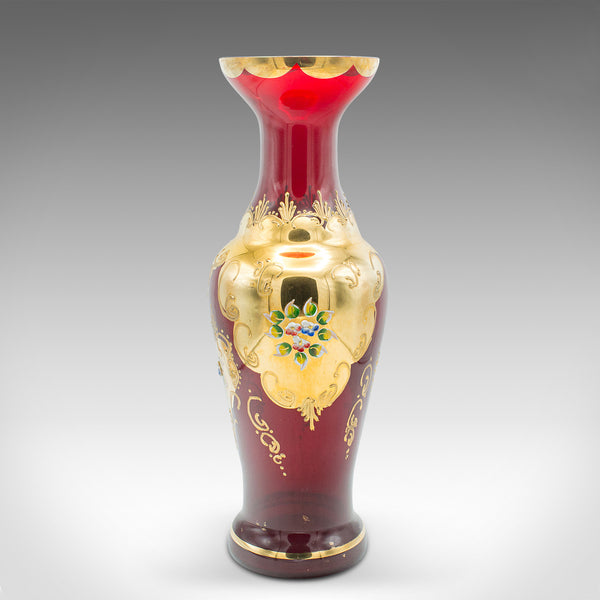 Vintage Venetian Show Vase, Italian Art Glass, Gilt, Decorative Flower Urn, 1970