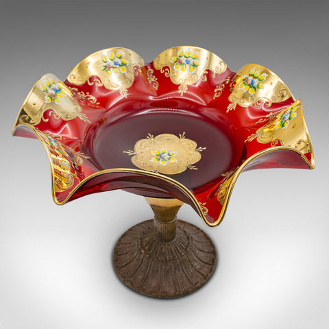 Vintage Venetian Fruiter, Italian Art Glass Decorative Comport, Fruit Bowl, 1970
