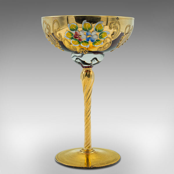 Vintage Venetian Libation Cup, Italian, Art Glass, Gilt, Decorative Wine Flute