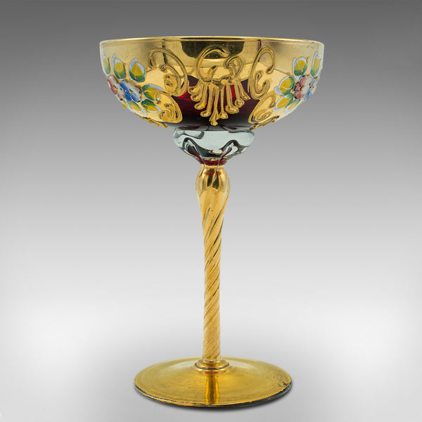 Vintage Venetian Libation Cup, Italian, Art Glass, Gilt, Decorative Wine Flute