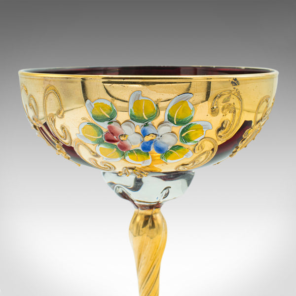 Vintage Venetian Libation Cup, Italian, Art Glass, Gilt, Decorative Wine Flute