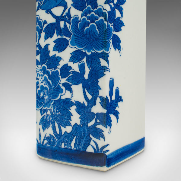 Vintage Stem Vase, Chinese, Flower Sleeve, Blue & White Decor, Late 20th Century