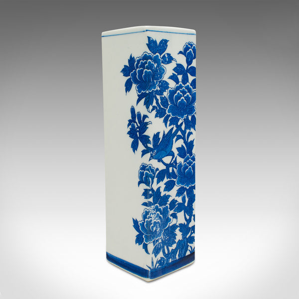 Vintage Stem Vase, Chinese, Flower Sleeve, Blue & White Decor, Late 20th Century