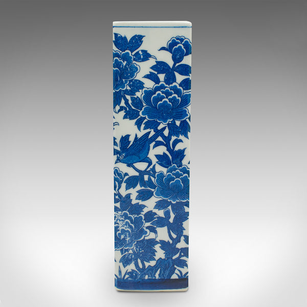 Vintage Stem Vase, Chinese, Flower Sleeve, Blue & White Decor, Late 20th Century