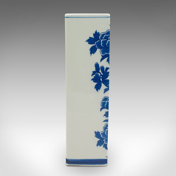 Vintage Stem Vase, Chinese, Flower Sleeve, Blue & White Decor, Late 20th Century