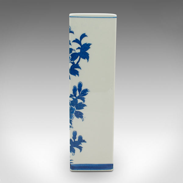 Vintage Stem Vase, Chinese, Flower Sleeve, Blue & White Decor, Late 20th Century