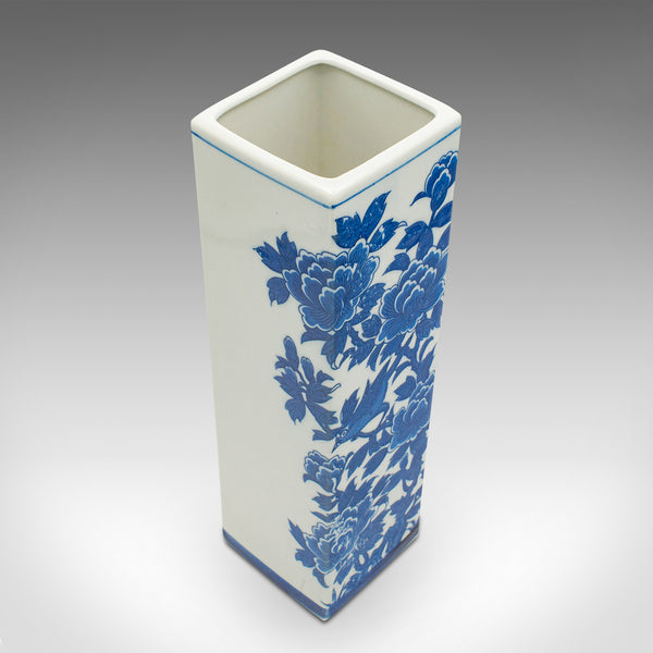 Vintage Stem Vase, Chinese, Flower Sleeve, Blue & White Decor, Late 20th Century