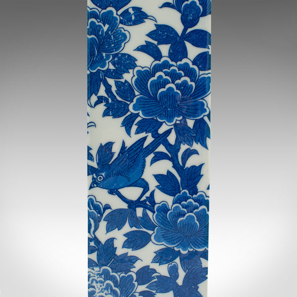 Vintage Stem Vase, Chinese, Flower Sleeve, Blue & White Decor, Late 20th Century