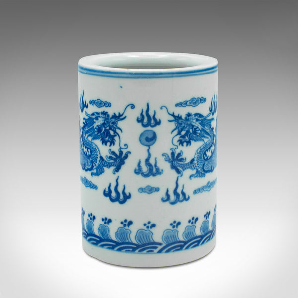 Small Vintage Plant Pot, Chinese, Ceramic, Desktop, Brush Jar, Oriental Decor
