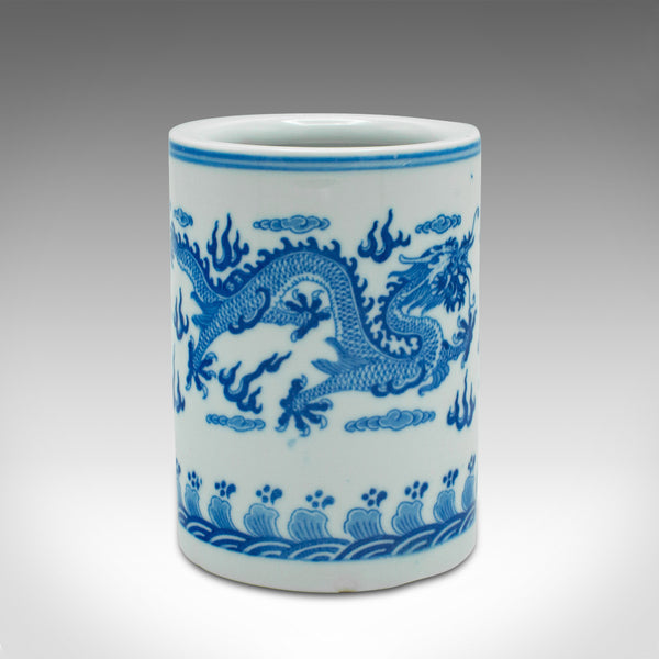 Small Vintage Plant Pot, Chinese, Ceramic, Desktop, Brush Jar, Oriental Decor