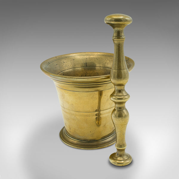 Antique Apothecary Mortar and Pestle, English, Brass, Chemist, Victorian, C.1850