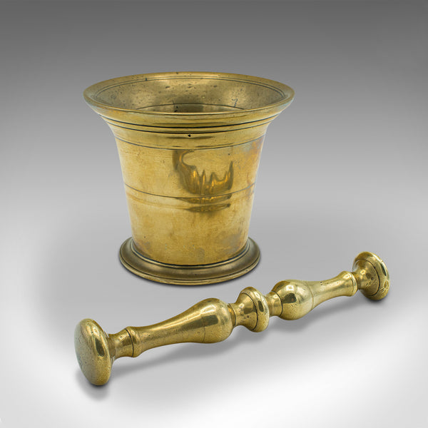 Antique Apothecary Mortar and Pestle, English, Brass, Chemist, Victorian, C.1850