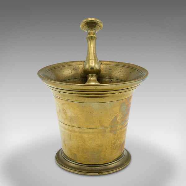 Antique Apothecary Mortar and Pestle, English, Brass, Chemist, Victorian, C.1850