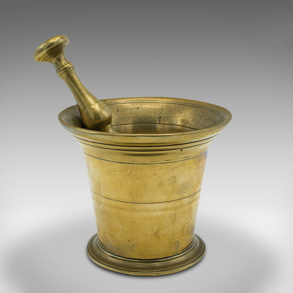 Antique Apothecary Mortar and Pestle, English, Brass, Chemist, Victorian, C.1850