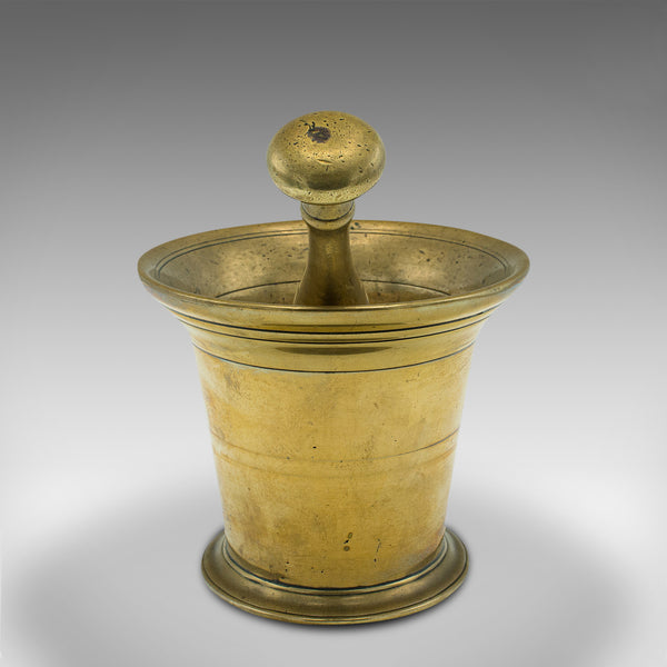 Antique Apothecary Mortar and Pestle, English, Brass, Chemist, Victorian, C.1850